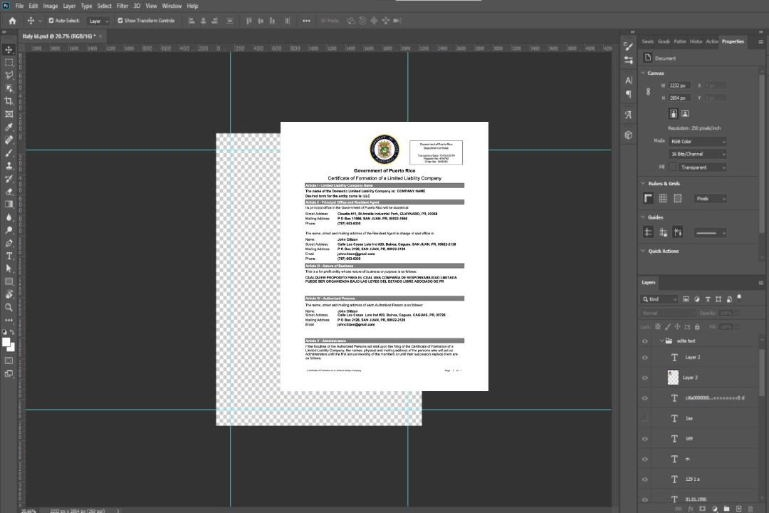 Certificat de constitution de société à responsabilité limitée de Porto Rico, modèle Word et PDF, version 2 template
